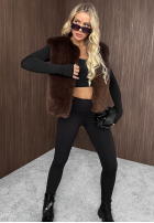 Scurtă Vestă futerko Cozy Fur ciocolatie