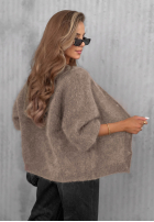 Krótki moherowy Cardigan z zapięciem Sugar Cloud mokka