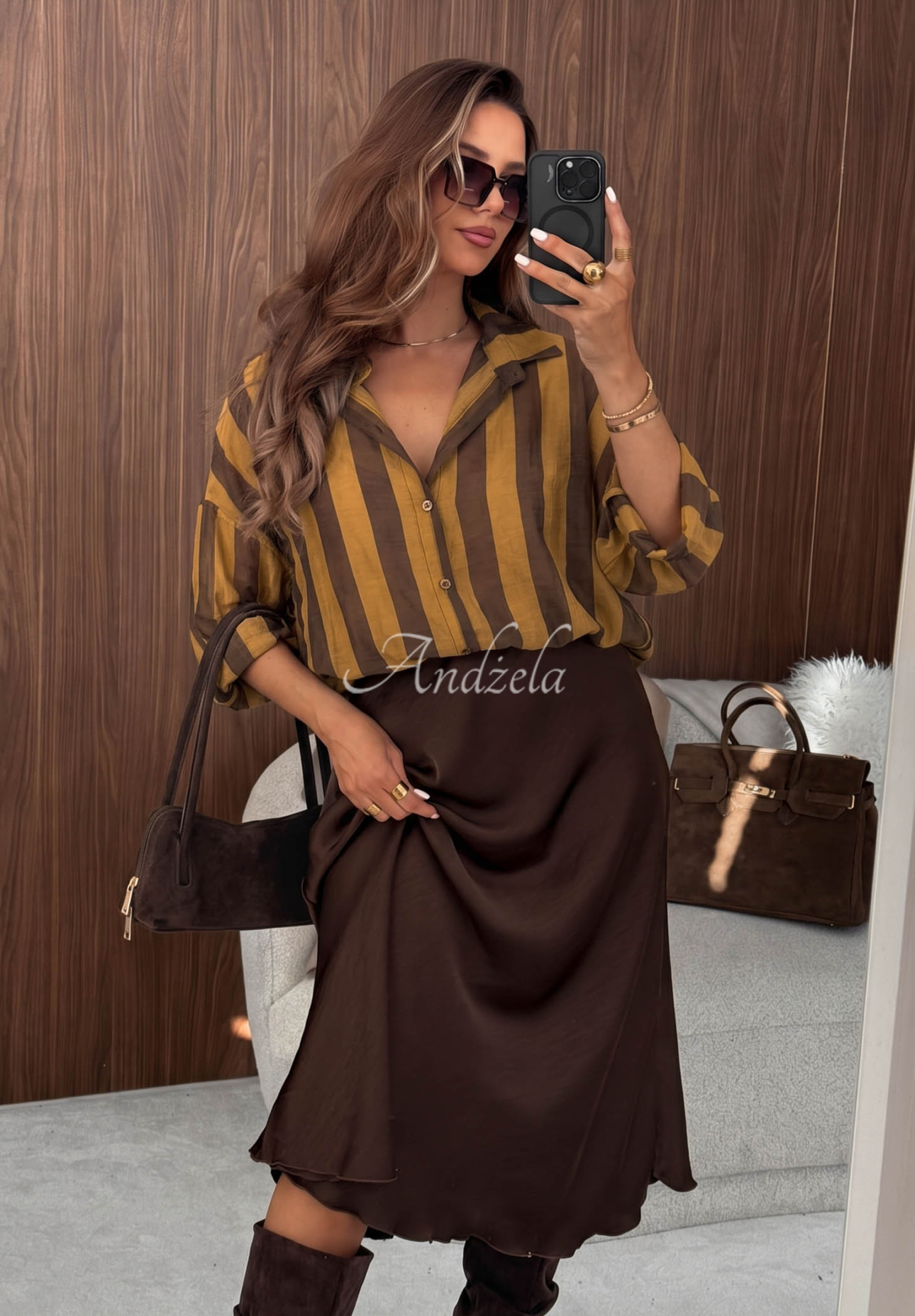 Cămașă oversize în dungi din lyocell Honey Sun