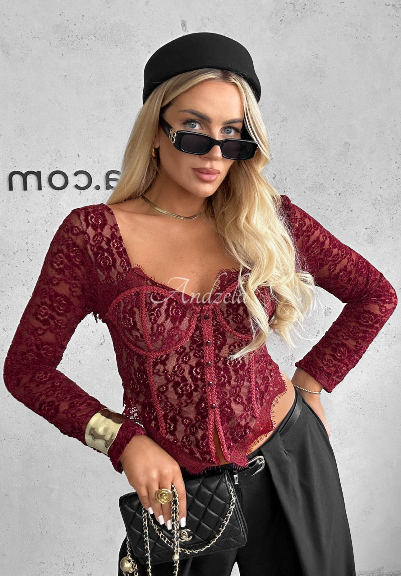 Bluză corset cu mânecă lungă din dantelă Pure Seduction