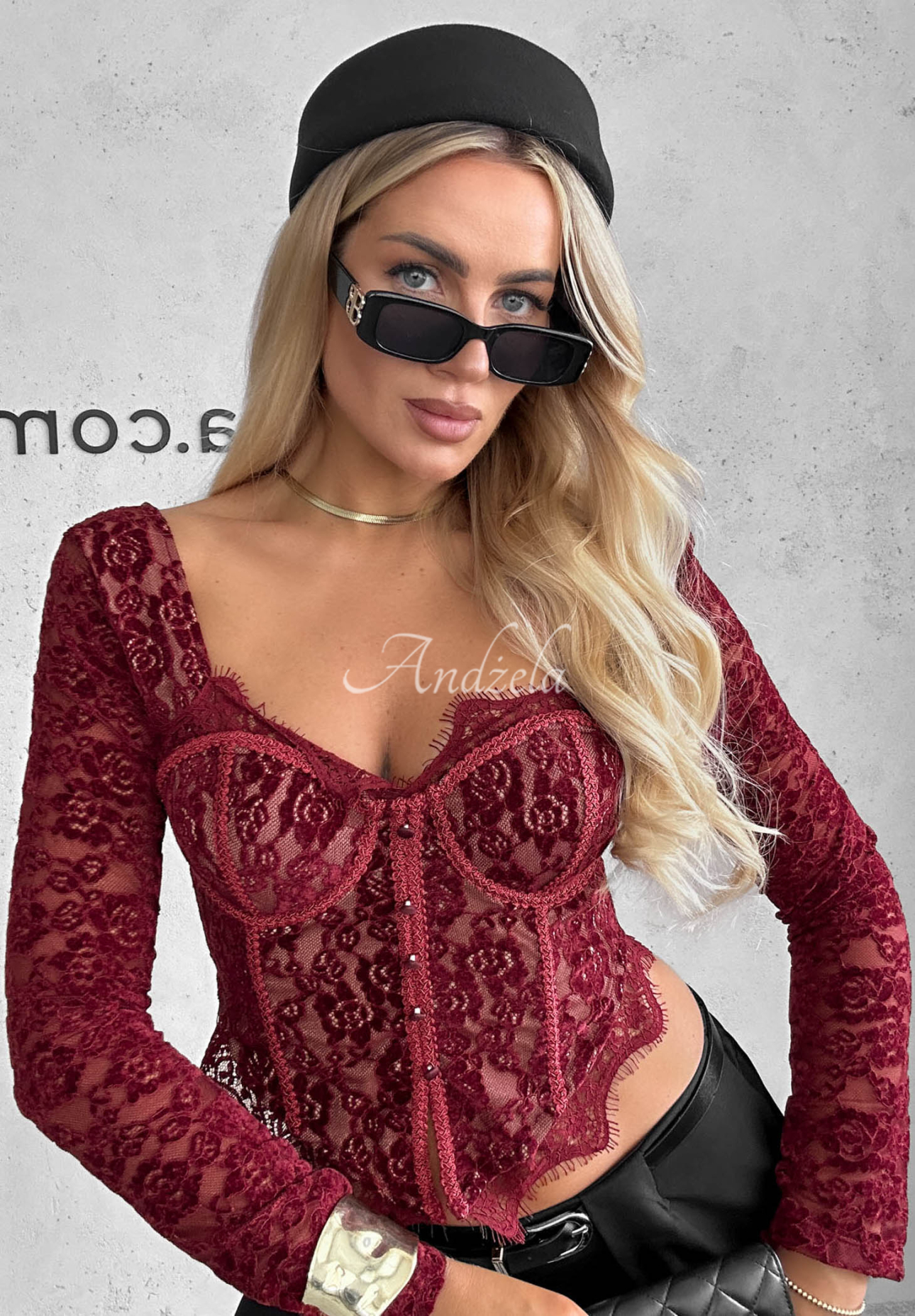 Bluză corset cu mânecă lungă din dantelă Pure Seduction