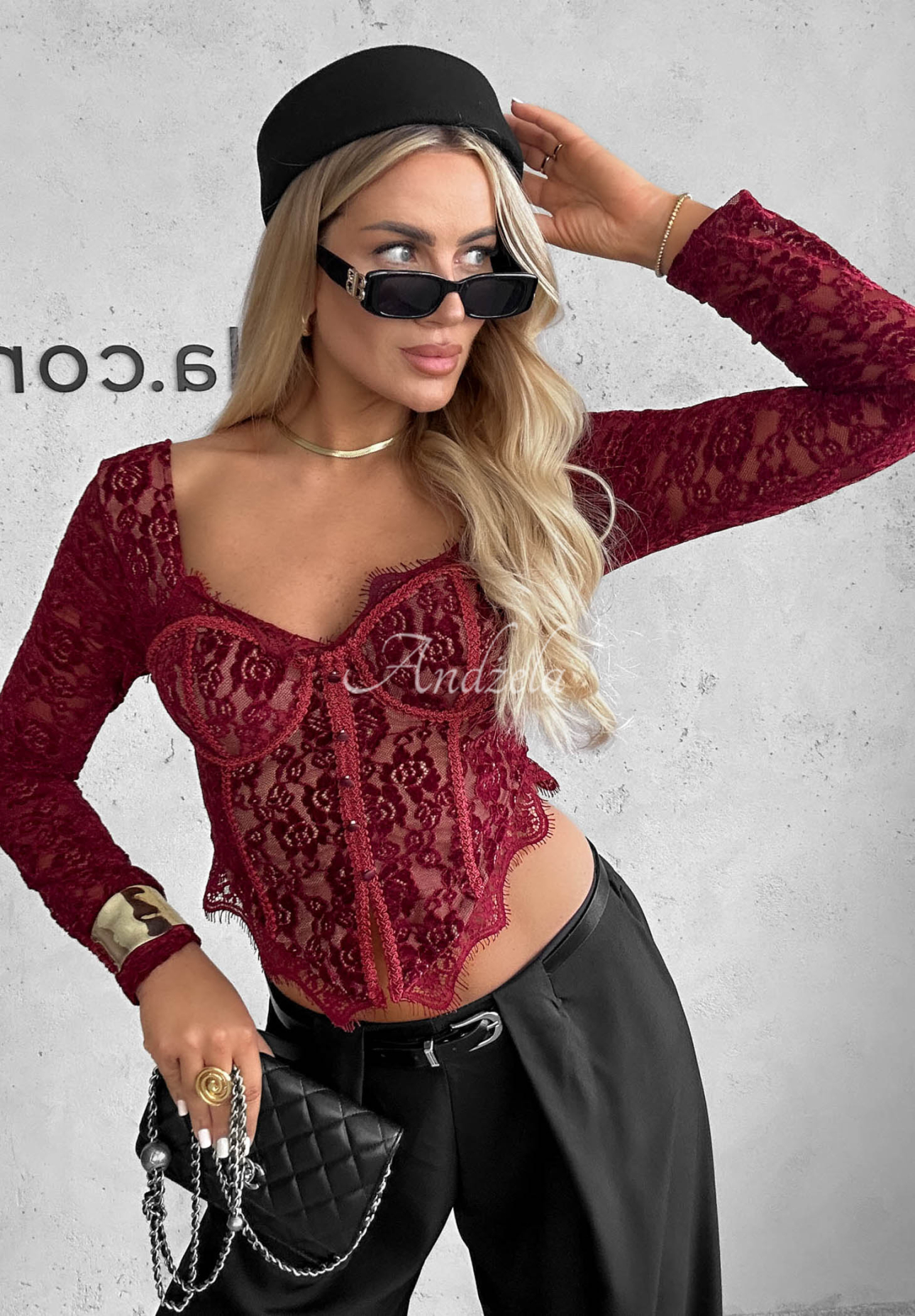 Bluză corset cu mânecă lungă din dantelă Pure Seduction