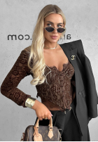 Gorsetowa Bluză longsleeve z koronki Pure Seduction negru