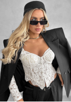 Gorsetowa Bluză longsleeve z koronki Pure Seduction negru