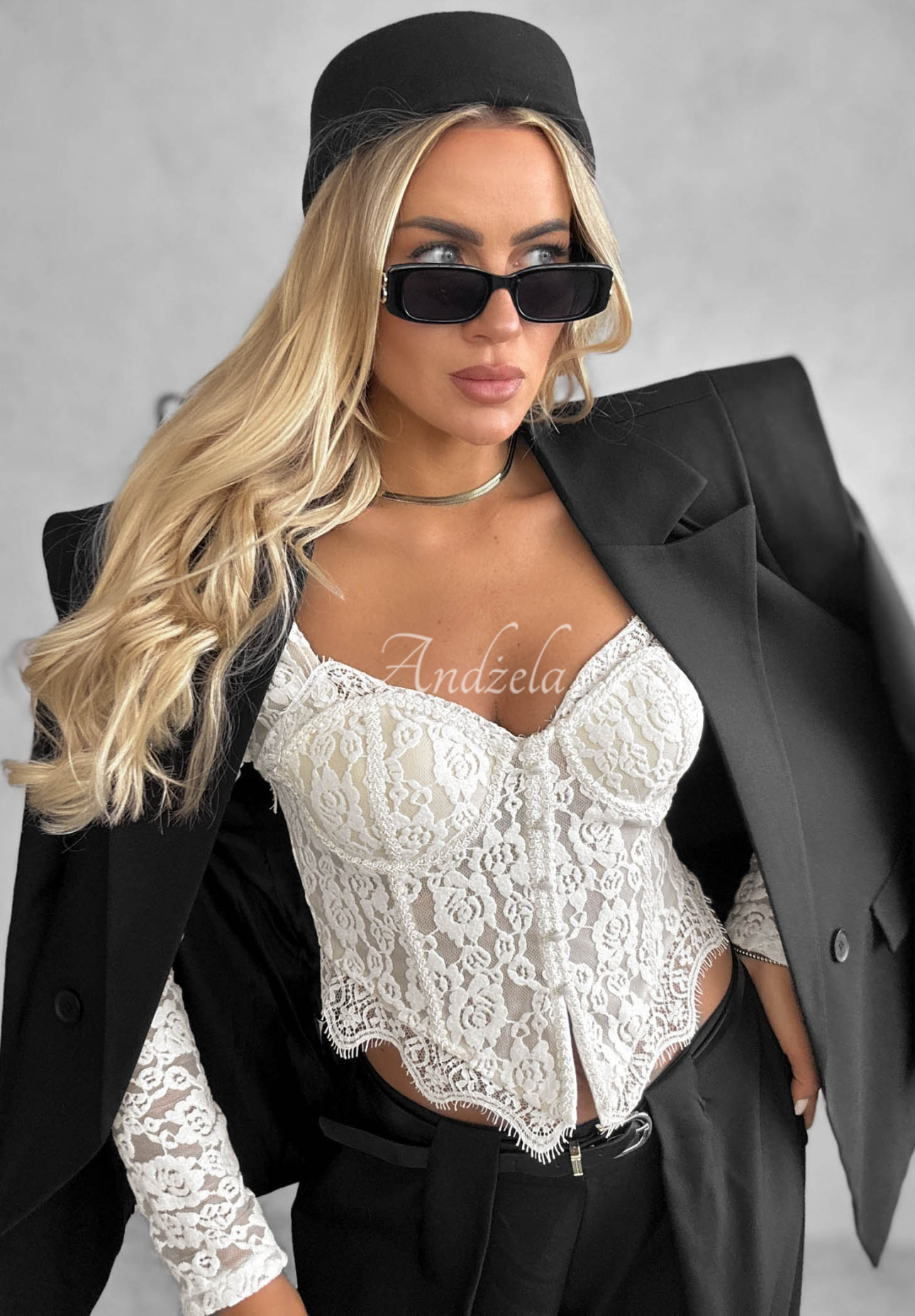Bluză corset cu mânecă lungă din dantelă Pure Seduction