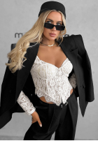 Gorsetowa Bluză longsleeve z koronki Pure Seduction negru