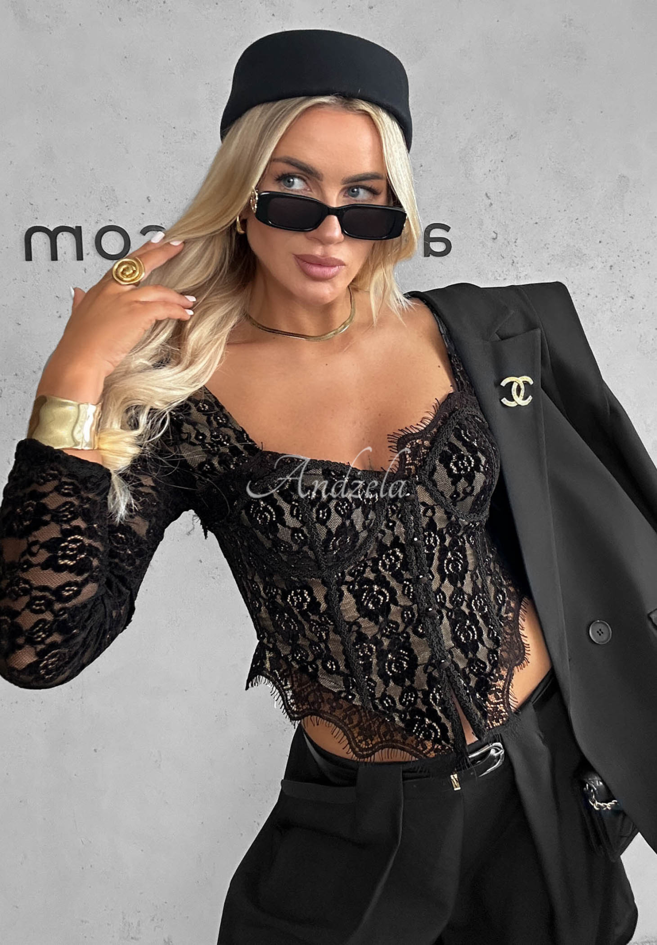 Bluză corset cu mânecă lungă din dantelă Pure Seduction