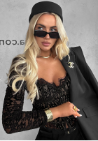 Gorsetowa Bluză longsleeve z koronki Pure Seduction negru