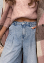 Pantaloni din denim wide leg Daily Walk albastru deschis