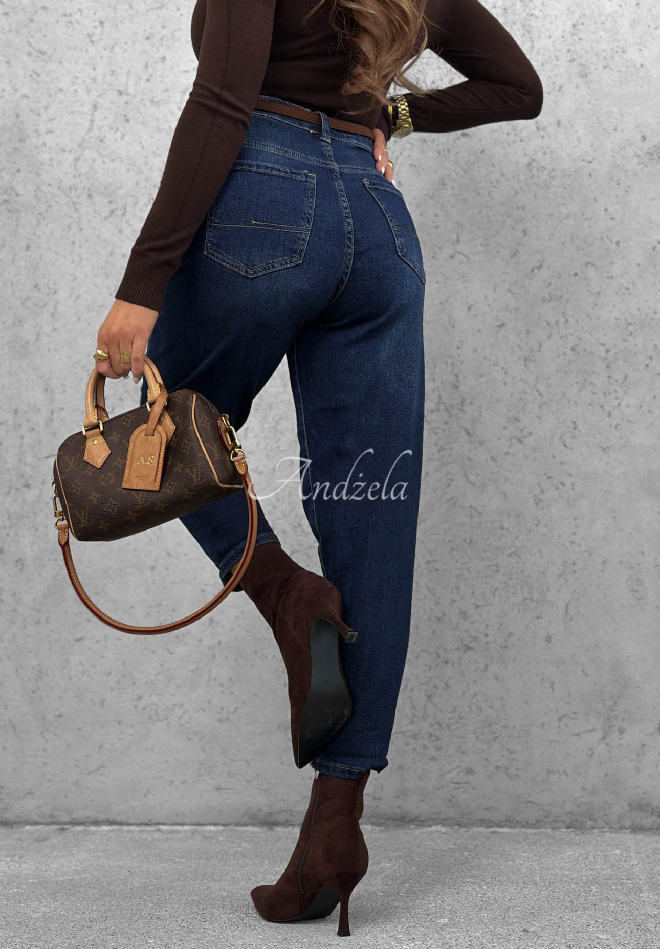 Blugi mom fit cu curea Running Late