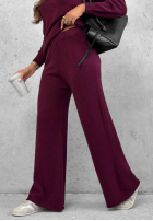 Dzianinowy Compleu Pulover z kołnierzem i Pantaloni wide leg Warm Dreams mov afină