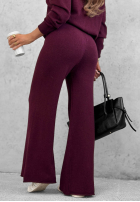 Dzianinowy Compleu Pulover z kołnierzem i Pantaloni wide leg Warm Dreams mov afină