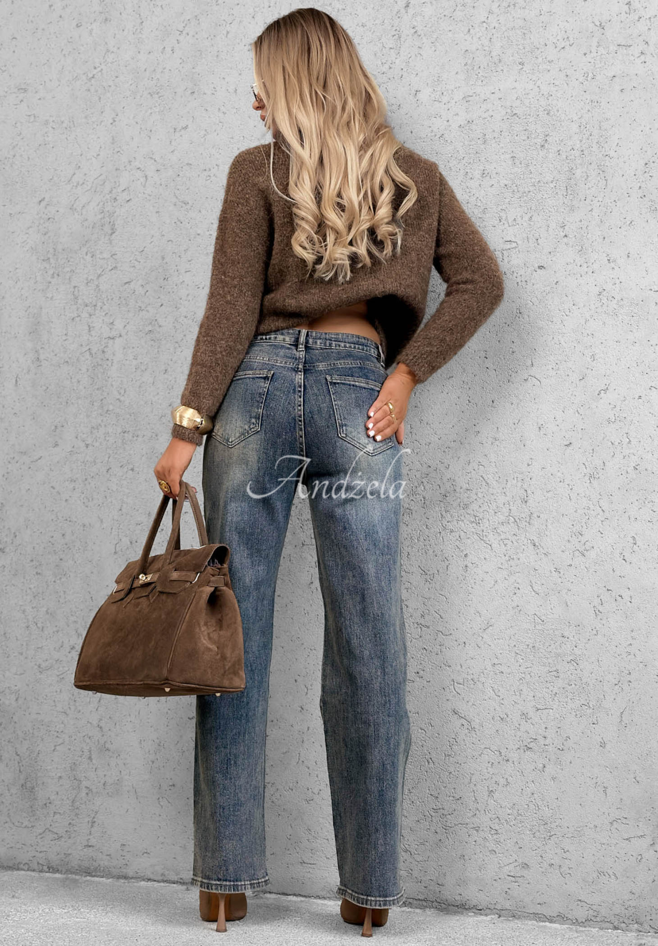 Blugi straight cu flori brodate Morning Flores