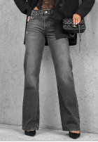 Pantaloni din denim straight Bad Influence gri