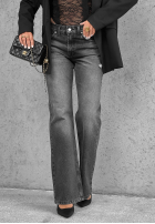 Pantaloni din denim straight Bad Influence gri