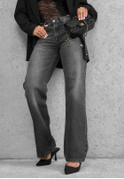 Pantaloni din denim straight Bad Influence gri