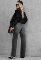 Pantaloni din denim straight Bad Influence gri
