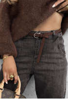Pantaloni din denim z paskiem Running Late gri