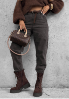 Pantaloni din denim z paskiem Running Late gri