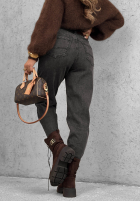 Pantaloni din denim z paskiem Running Late gri