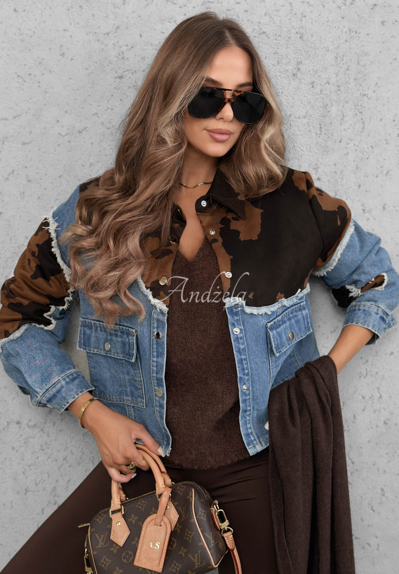 Geacă din denim cu accente din piele întoarsă Denim Cowgirl