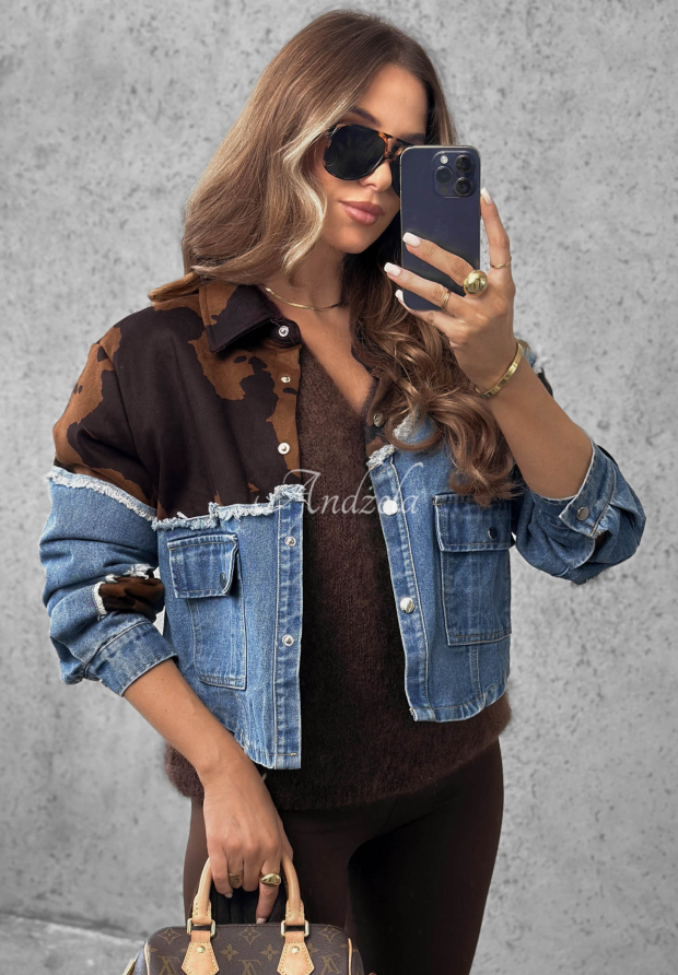 Geacă din denim cu accente din piele &icirc;ntoarsă Denim Cowgirl