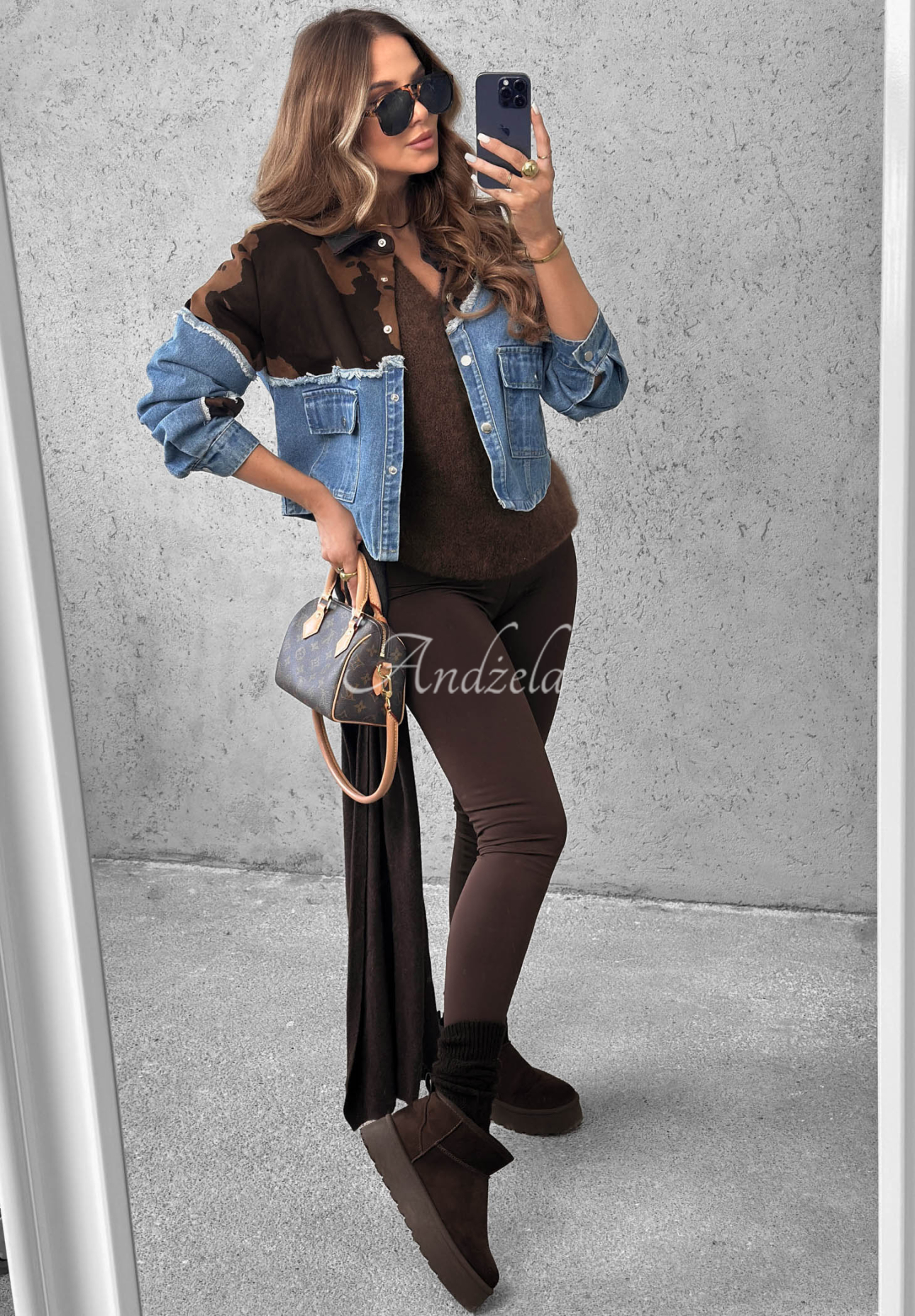Geacă din denim cu accente din piele întoarsă Denim Cowgirl