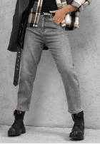 Pantaloni din denim mom fit Casual Autumn gri