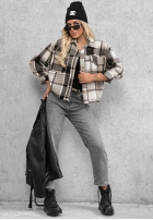Pantaloni din denim mom fit Casual Autumn gri