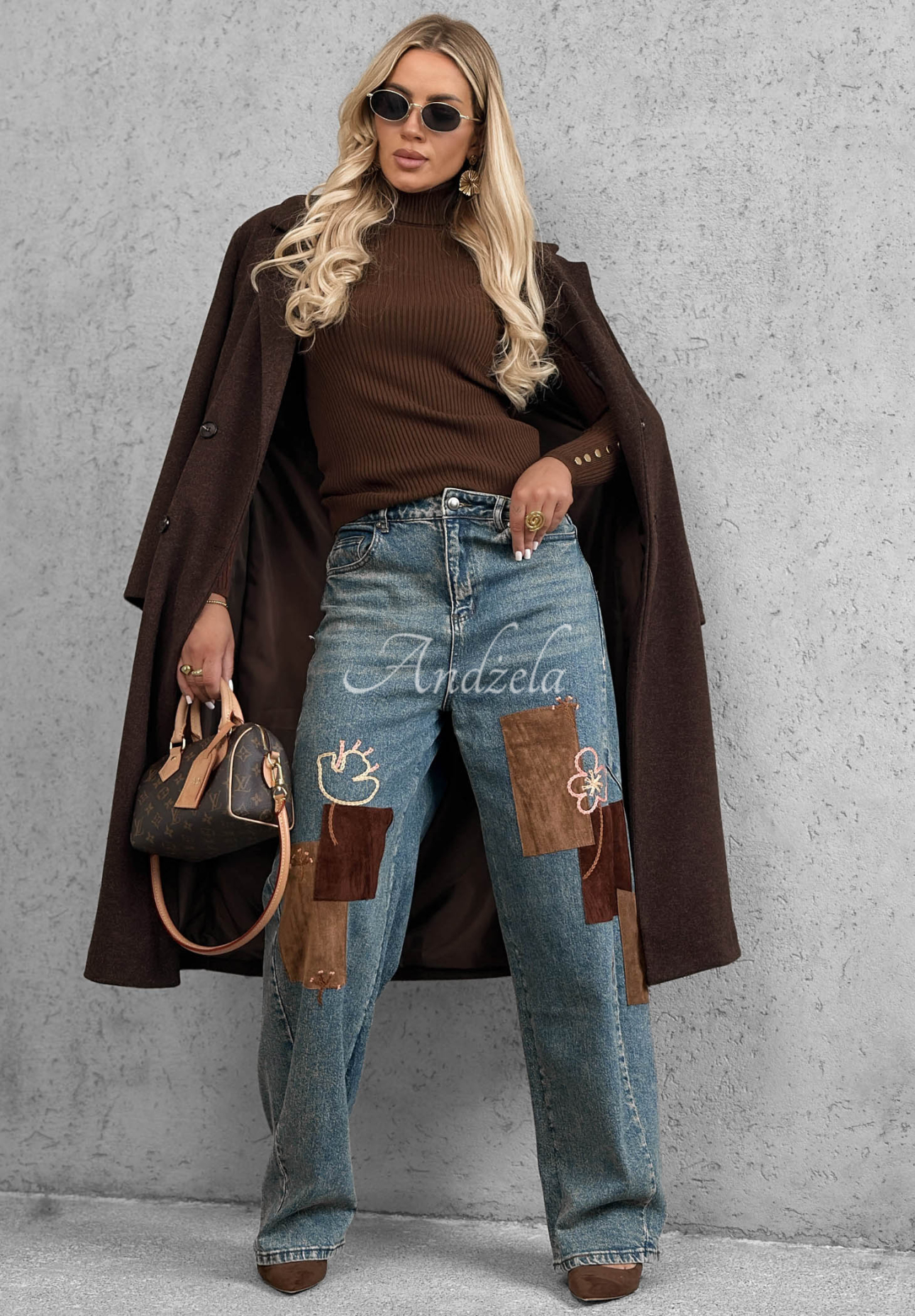 Blugi wide leg cu aplicații Fall Mood