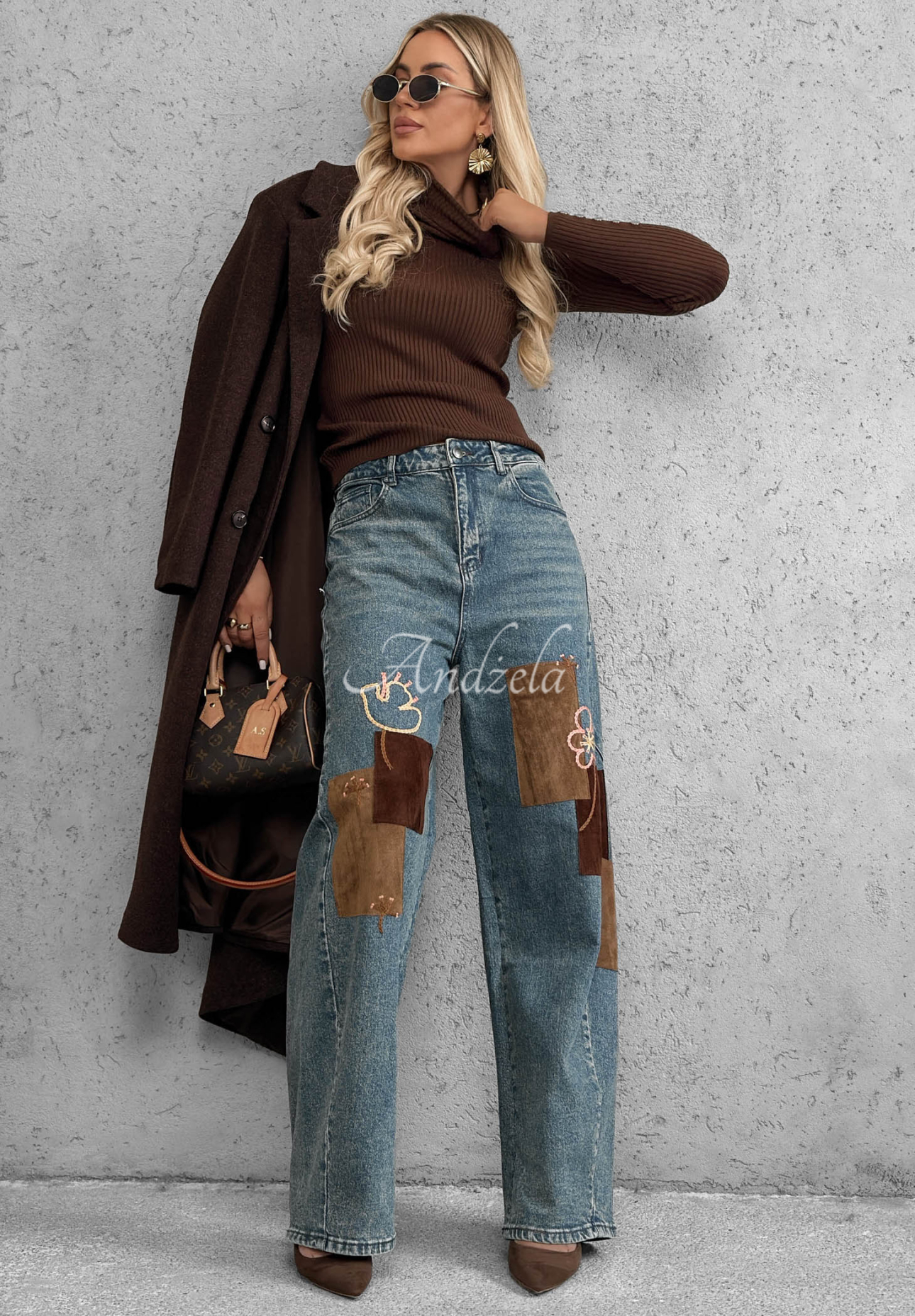 Blugi wide leg cu aplicații Fall Mood