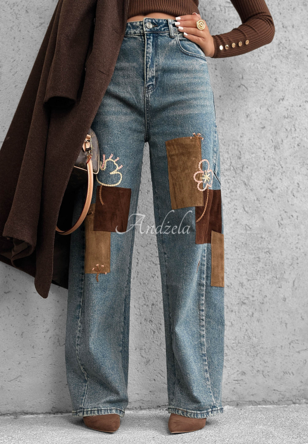 Blugi wide leg cu aplicații Fall Mood