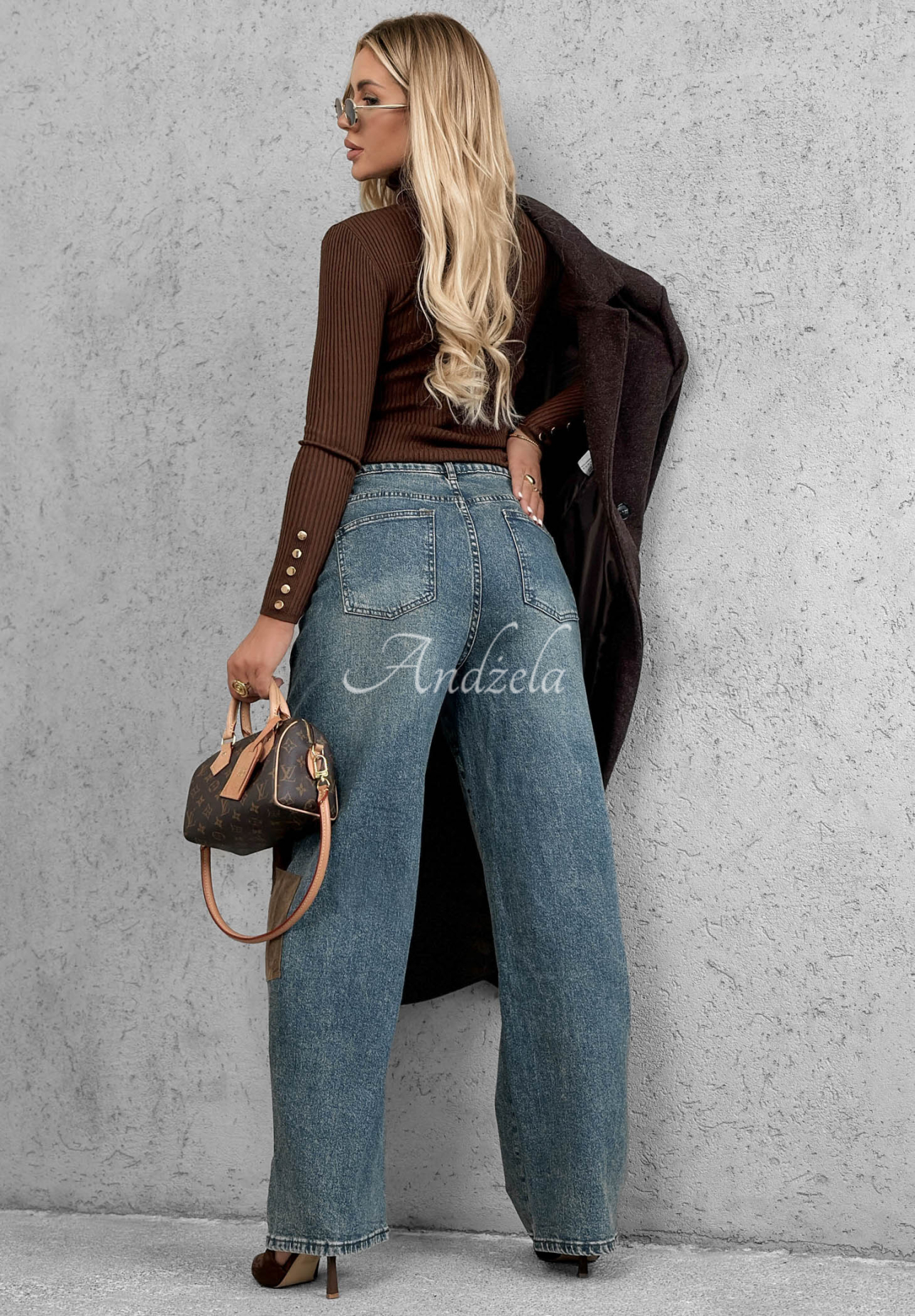 Blugi wide leg cu aplicații Fall Mood