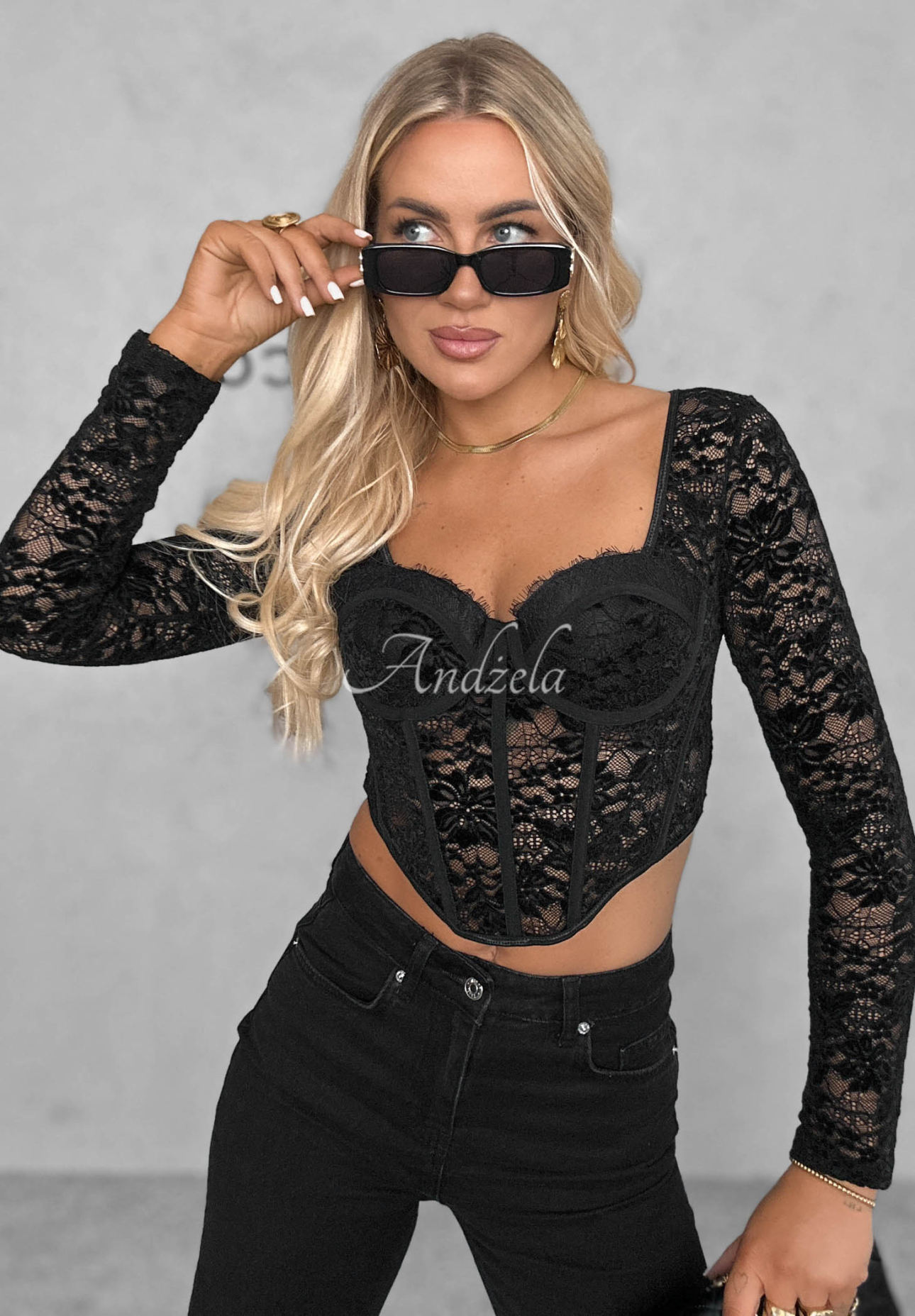 Top                 corset scurt din dantelă Last Dance