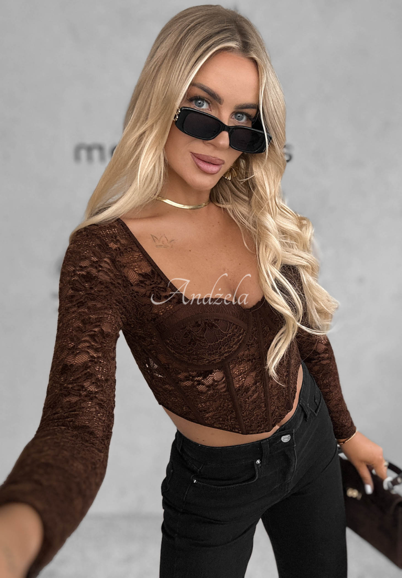 Top                   corset scurt din dantelă Last Dance