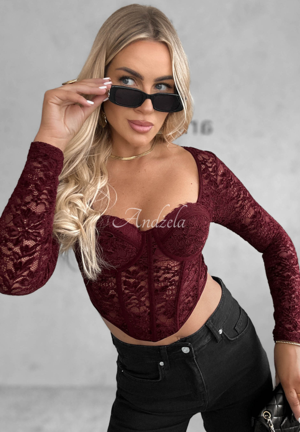Top                 corset scurt din dantelă Last Dance