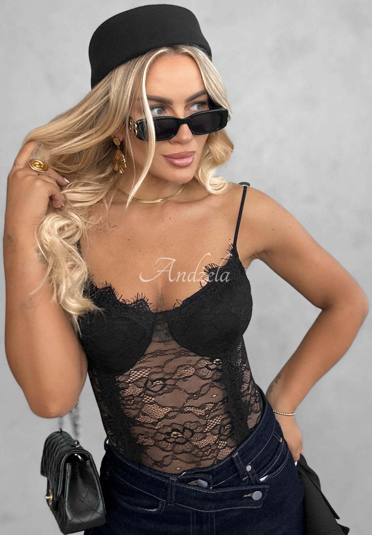 Body din dantelă cu bretele Bad Romance