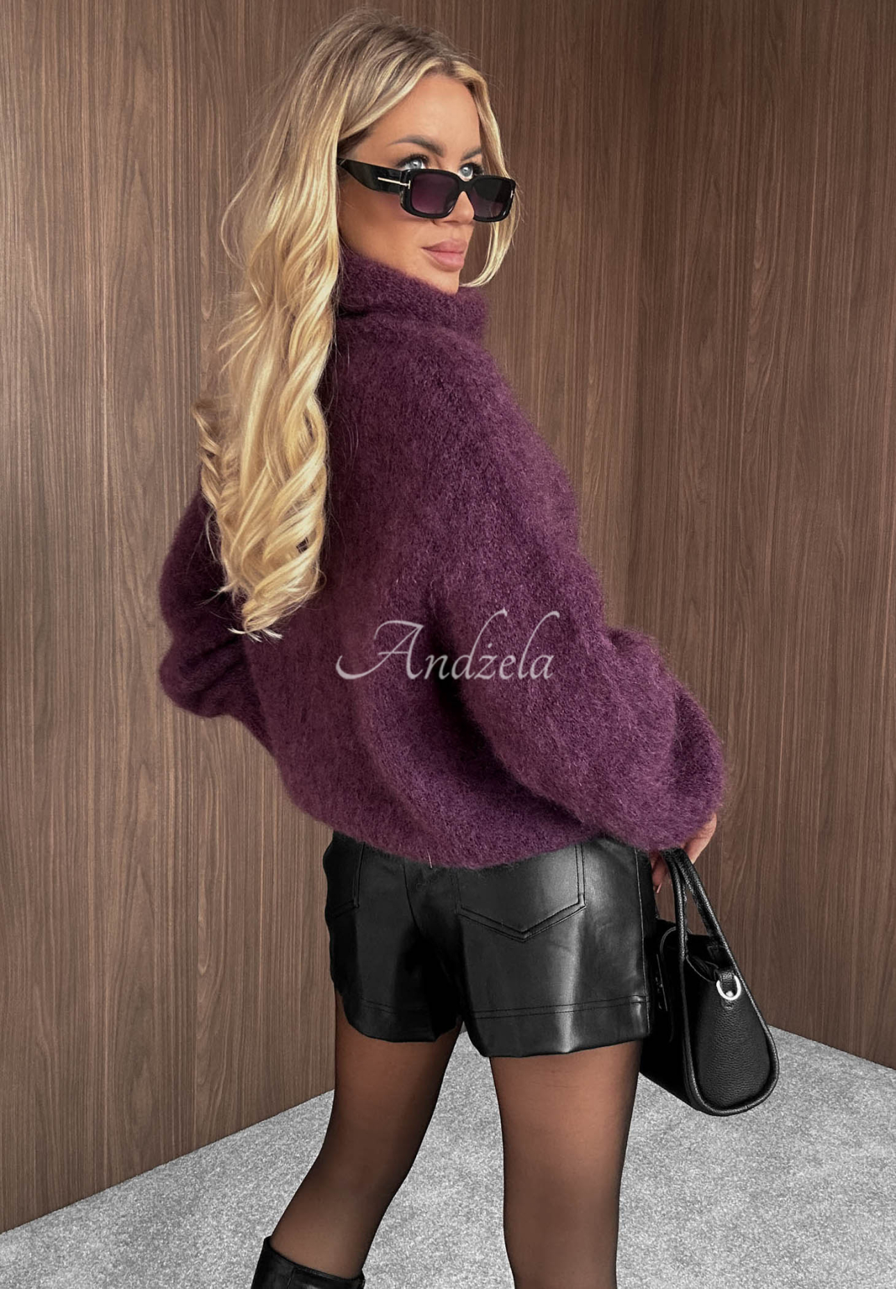 Pulover moale din mohair cu guler înalt Rainy Clouds