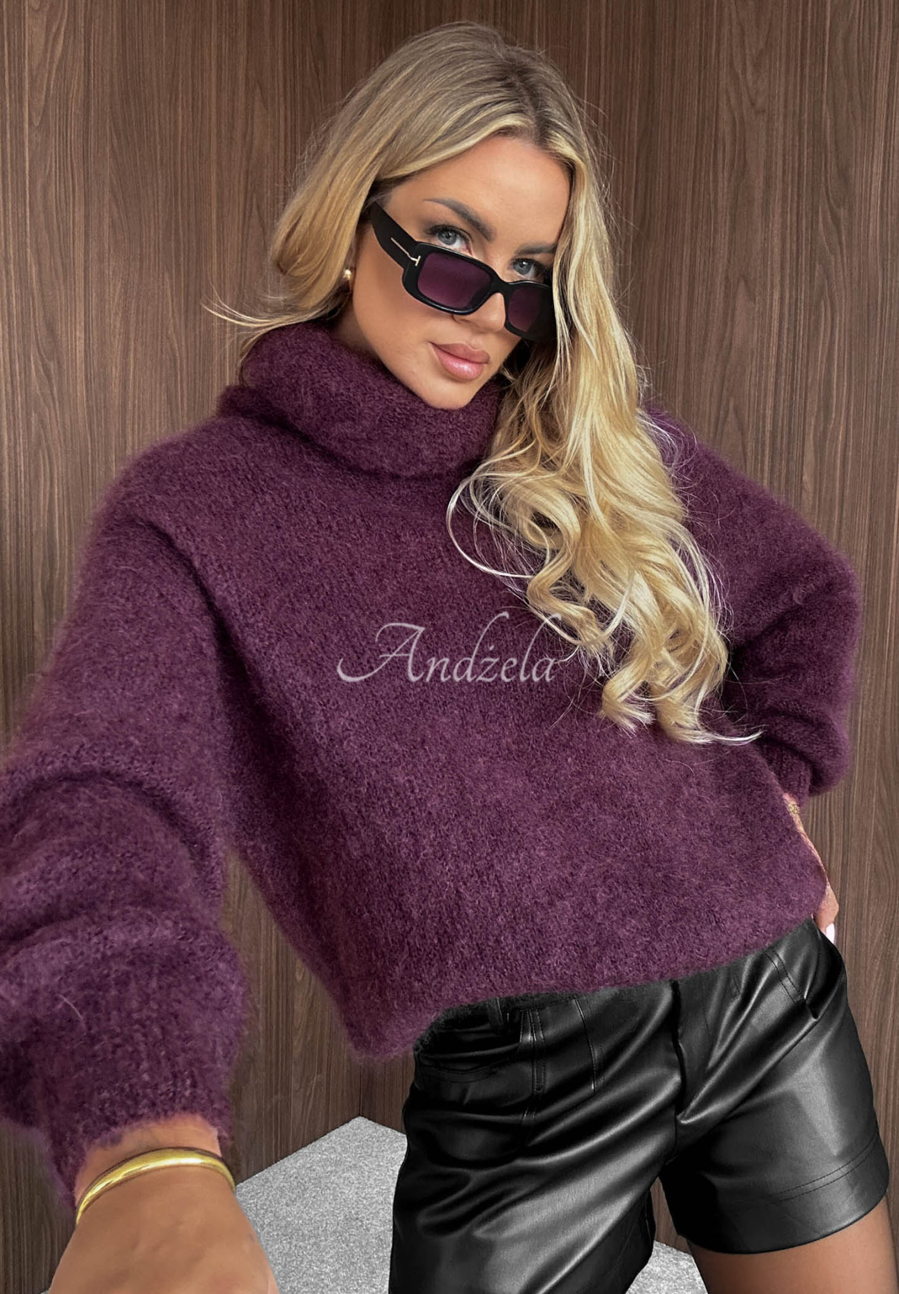Pulover moale din mohair cu guler înalt Rainy Clouds
