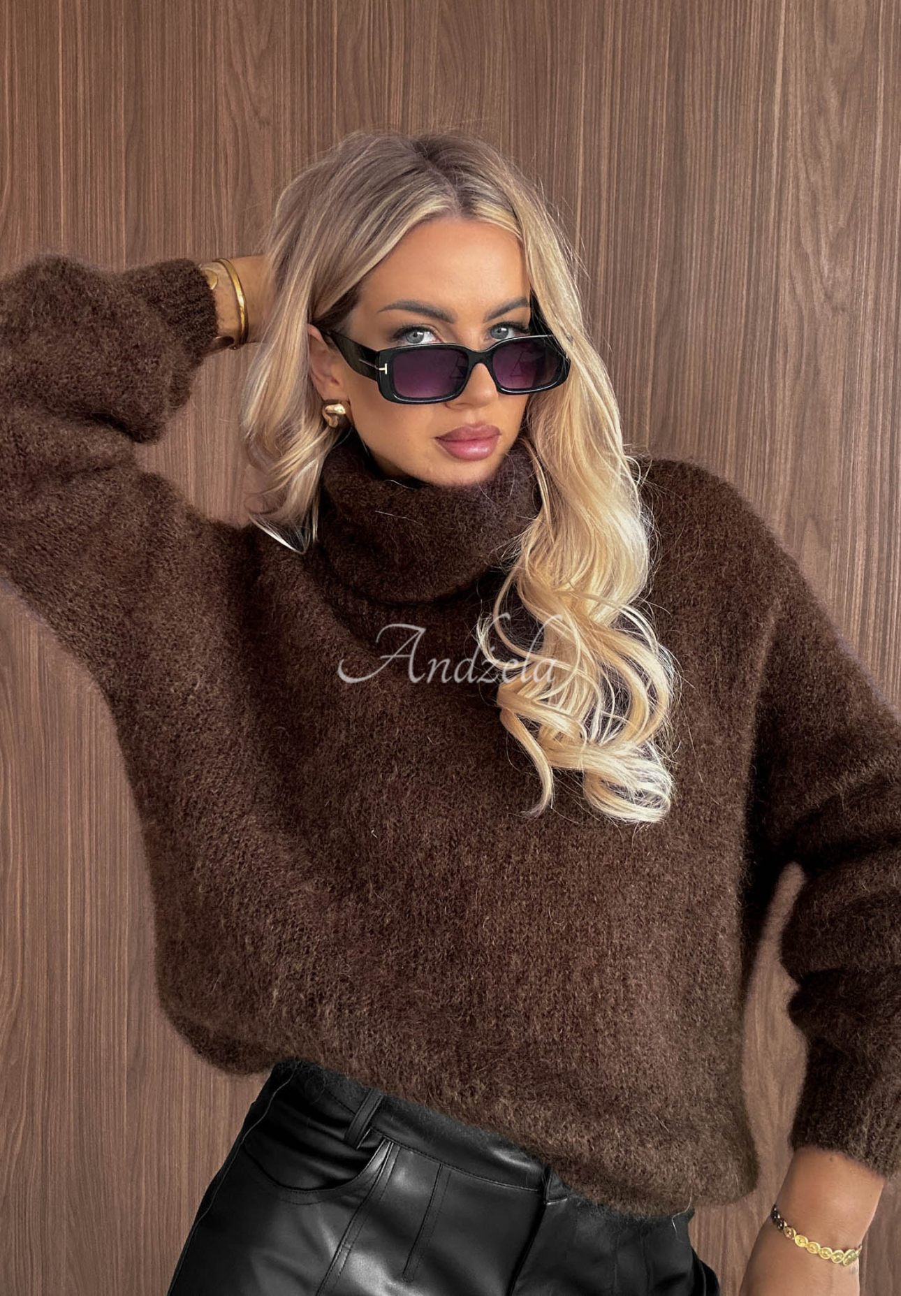 Pulover moale din mohair cu guler înalt Rainy Clouds