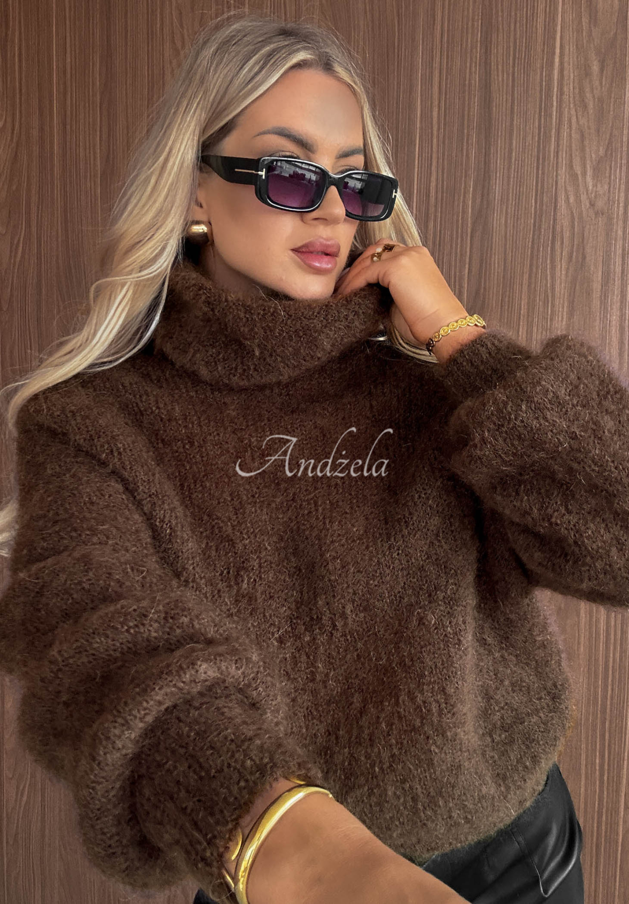 Pulover moale din mohair cu guler înalt Rainy Clouds