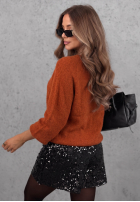 Krótki Cardigan z wełną baby alpaca Soft Fluff rudy