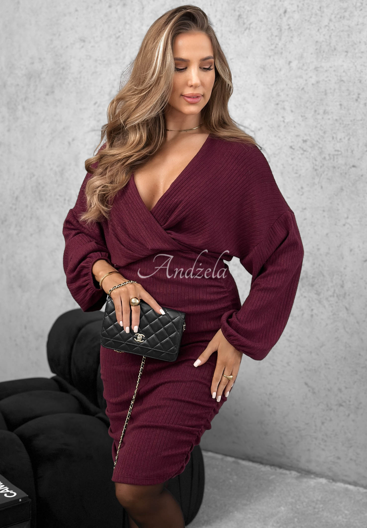 Rochie din viscoză cu decolteu petrecut și pliuri Miss Attitude