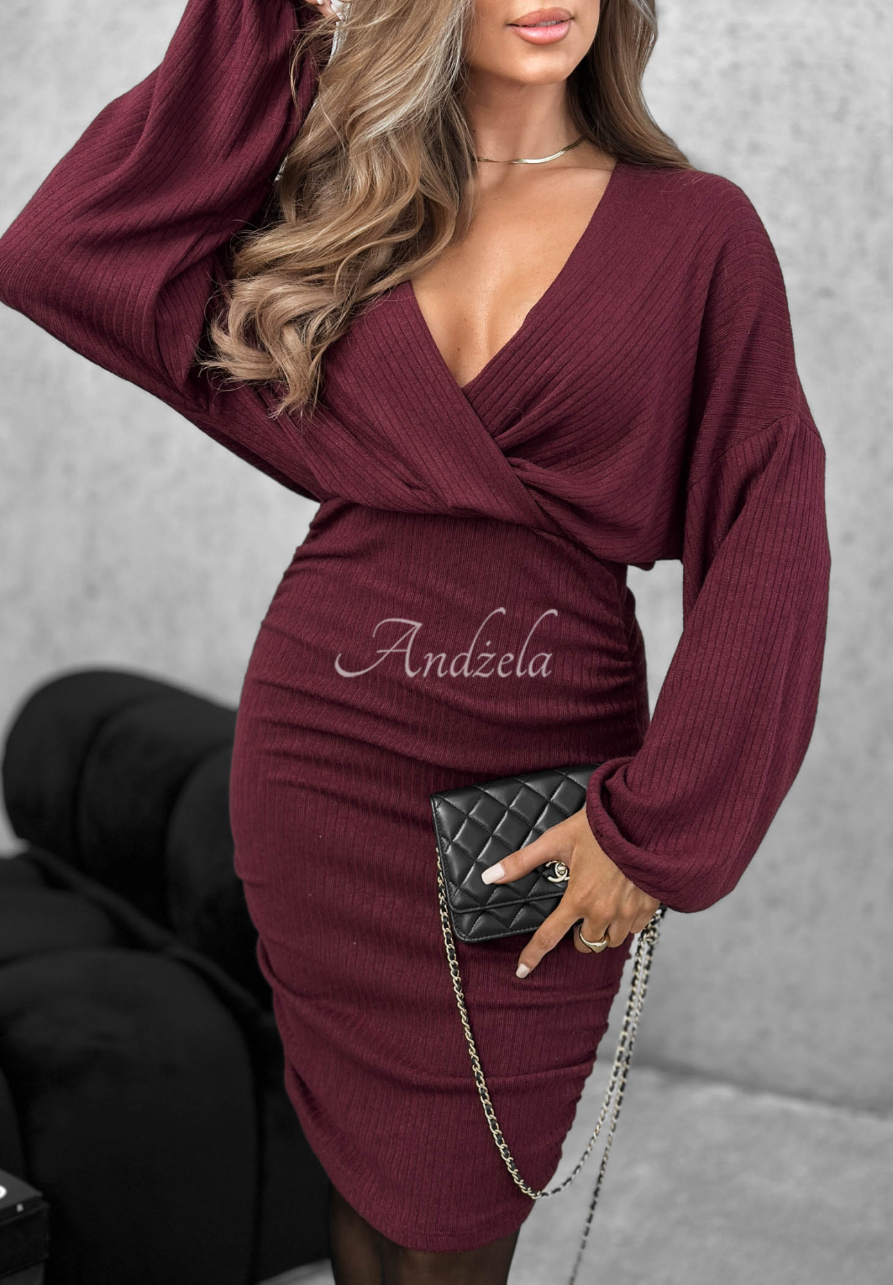 Rochie din viscoză cu decolteu petrecut și pliuri Miss Attitude