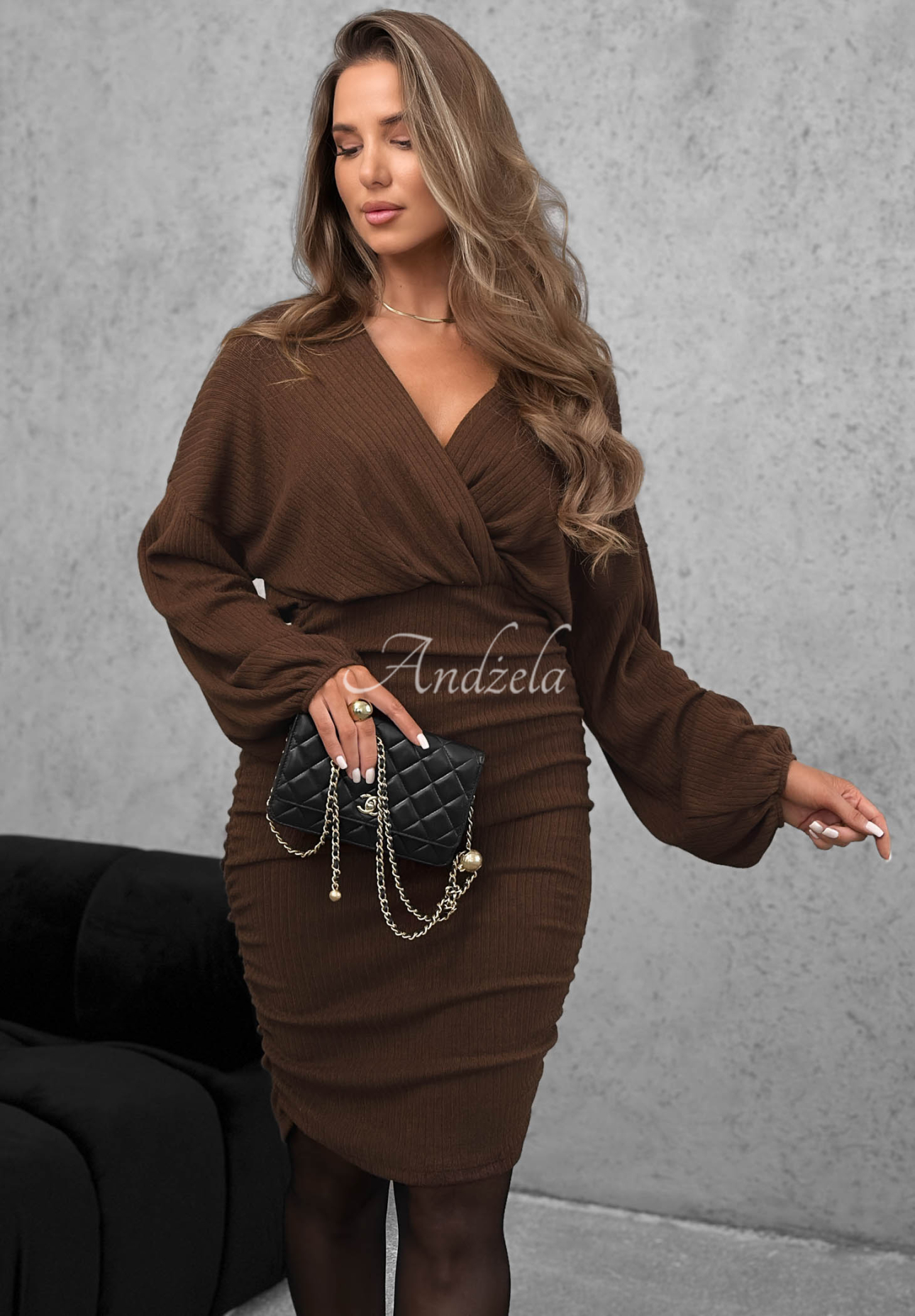 Rochie din viscoză cu decolteu petrecut și pliuri Miss Attitude