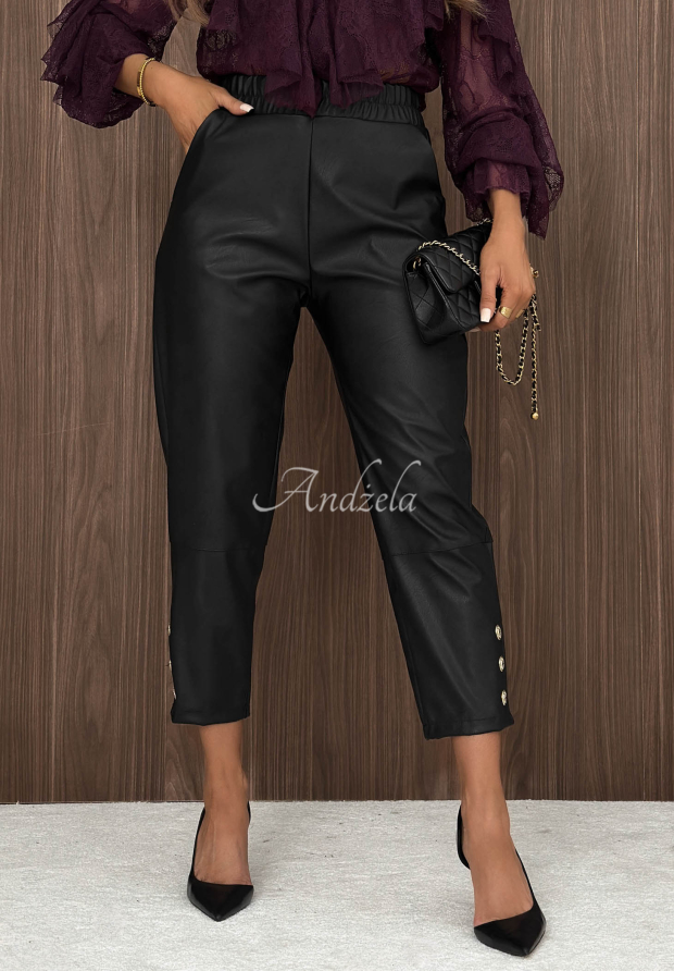 Pantaloni din piele cu nasturi Private Meeting