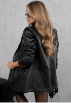 Skórzana Sacou z kołnierzem Dangerous Darling ciocolatie
