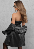 Krótki skórzany Top  gorsetowy Dangerous Darling negru