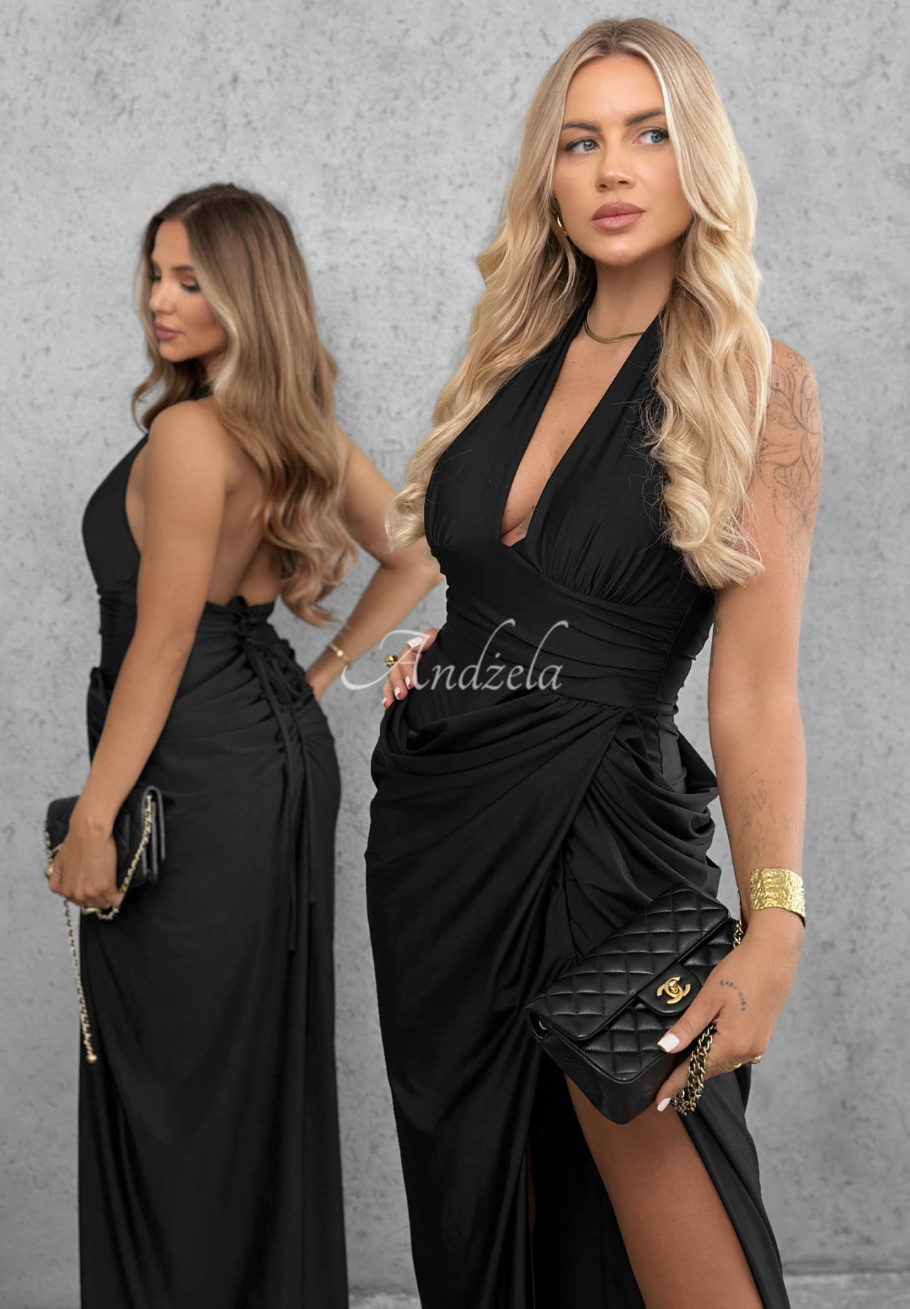 Rochie maxi cu pliuri Lovely Muse
