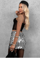 Cekinowa Fustă mini Shimmer Darling argintiu